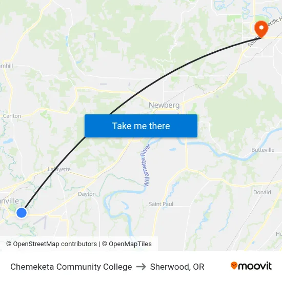 Chemeketa Community College to Sherwood, OR map