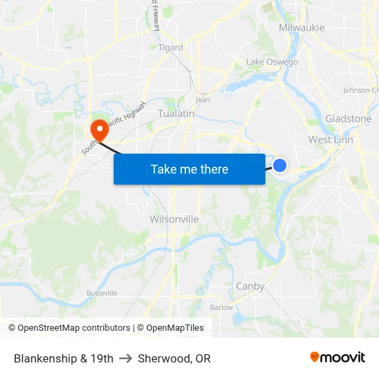 Blankenship & 19th to Sherwood, OR map