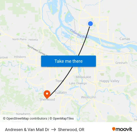 Andresen & Van Mall Dr to Sherwood, OR map