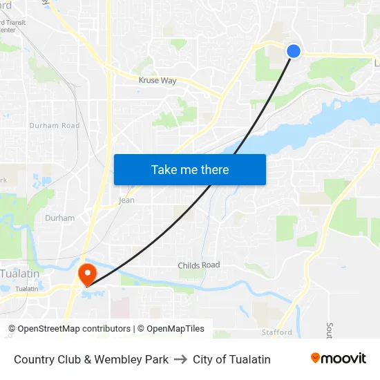 Country Club & Wembley Park to City of Tualatin map