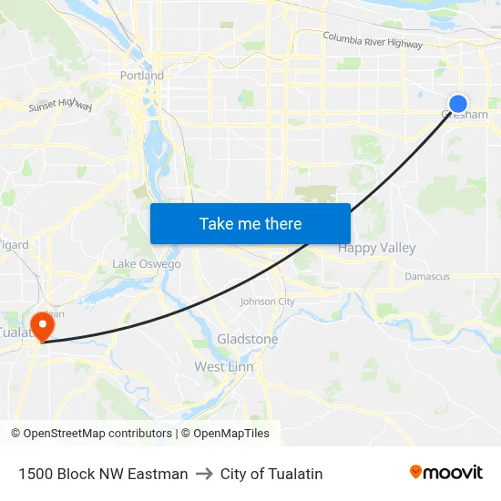 1500 Block NW Eastman to City of Tualatin map