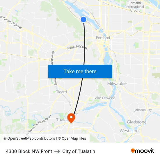 4300 Block NW Front to City of Tualatin map