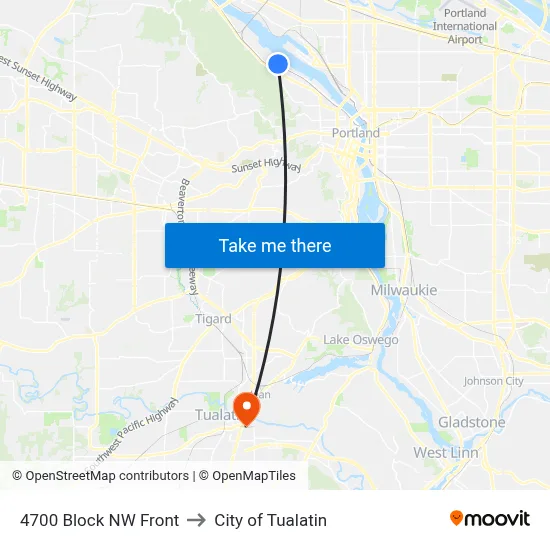 4700 Block NW Front to City of Tualatin map