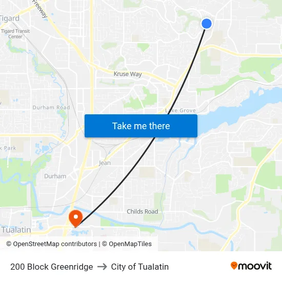 200 Block Greenridge to City of Tualatin map