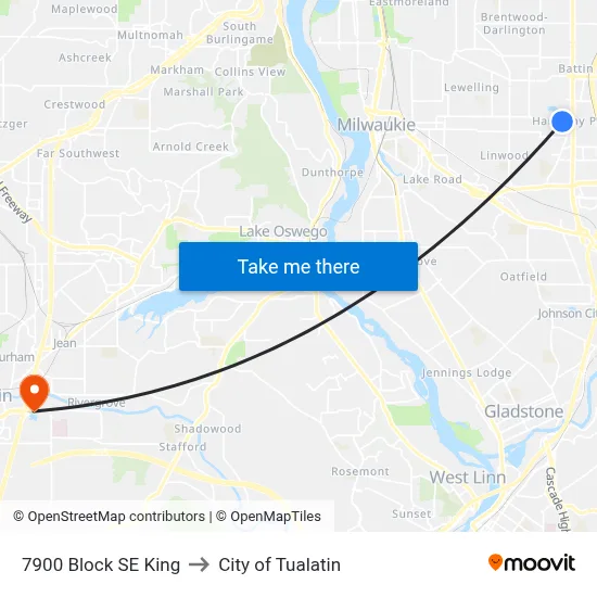 7900 Block SE King to City of Tualatin map