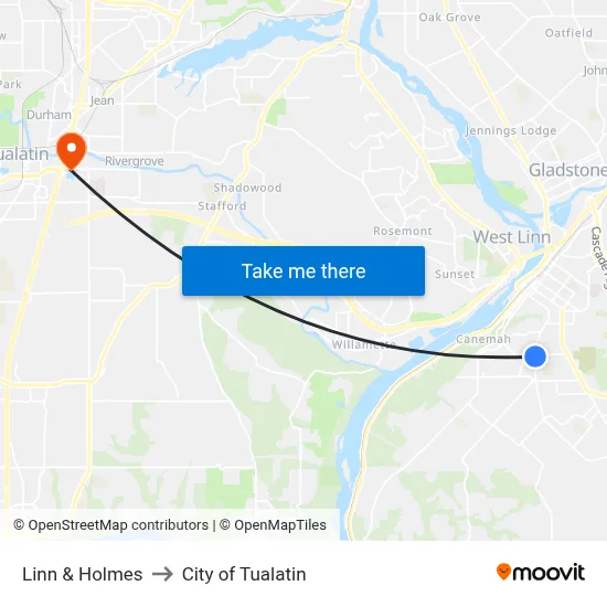 Linn & Holmes to City of Tualatin map