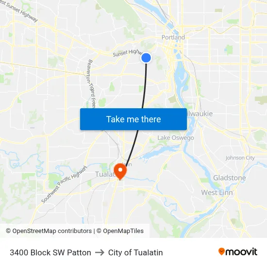 3400 Block SW Patton to City of Tualatin map