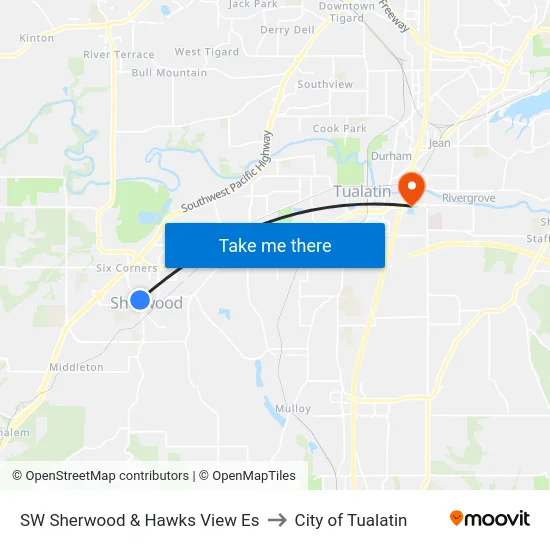 SW Sherwood & Hawks View Es to City of Tualatin map