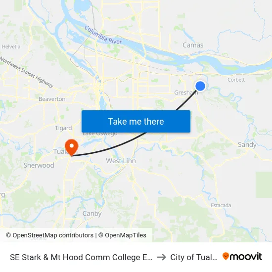 SE Stark & Mt Hood Comm College Entrance to City of Tualatin map