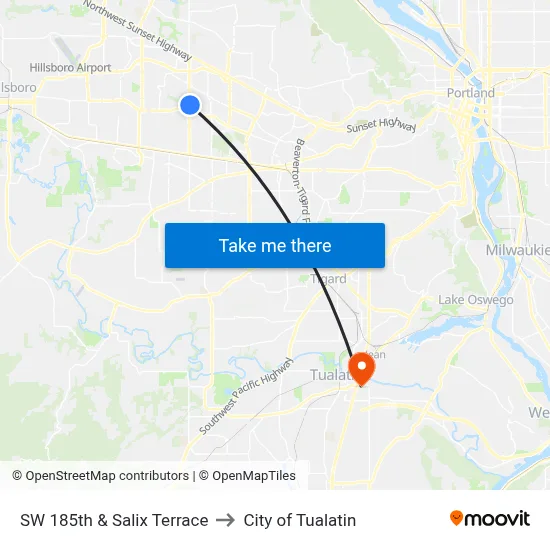 SW 185th & Salix Terrace to City of Tualatin map