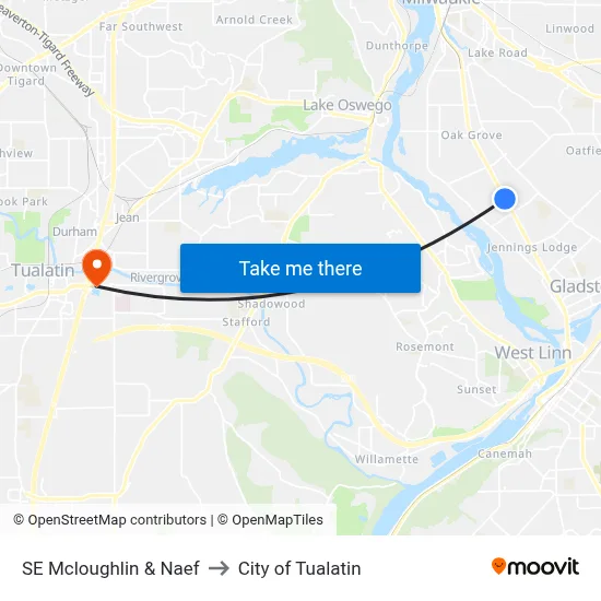 SE Mcloughlin & Naef to City of Tualatin map