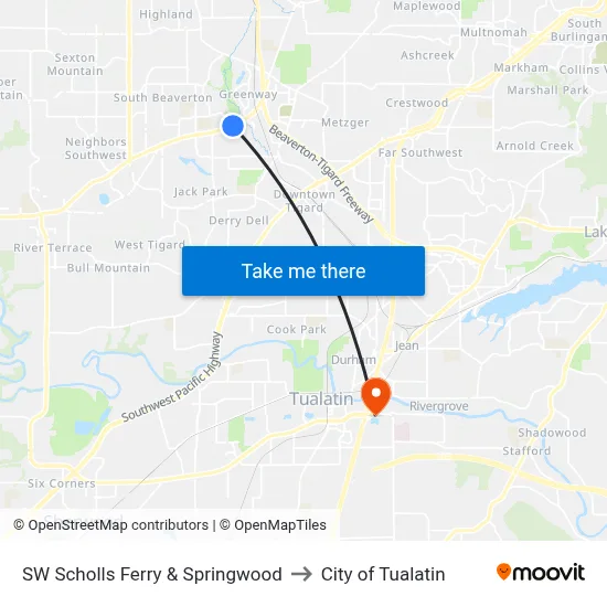 SW Scholls Ferry & Springwood to City of Tualatin map