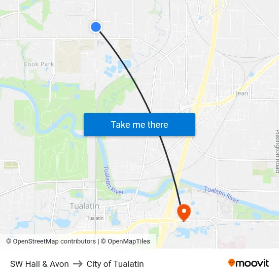 SW Hall & Avon to City of Tualatin map