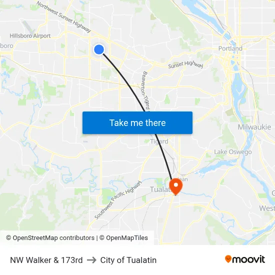 NW Walker & 173rd to City of Tualatin map