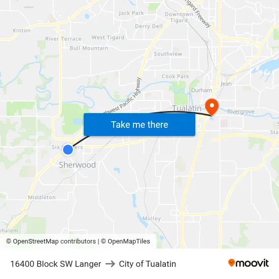 16400 Block SW Langer to City of Tualatin map