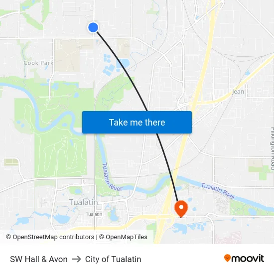 SW Hall & Avon to City of Tualatin map