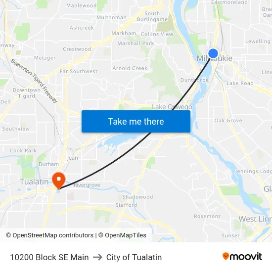 10200 Block SE Main to City of Tualatin map