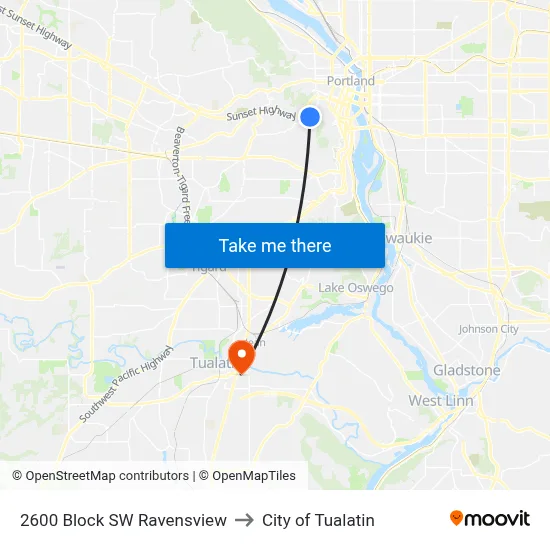 2600 Block SW Ravensview to City of Tualatin map