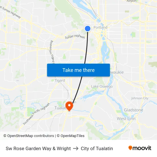 Sw Rose Garden Way & Wright to City of Tualatin map