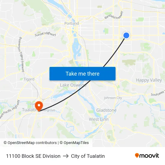 11100 Block SE Division to City of Tualatin map