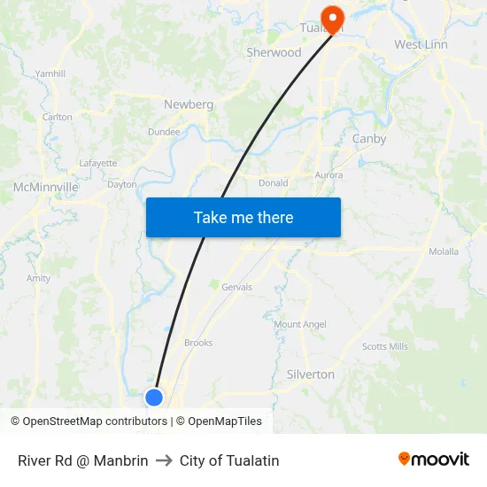 River Rd @ Manbrin to City of Tualatin map