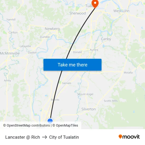 Lancaster @ Rich to City of Tualatin map