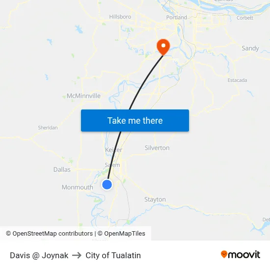 Davis @ Joynak to City of Tualatin map