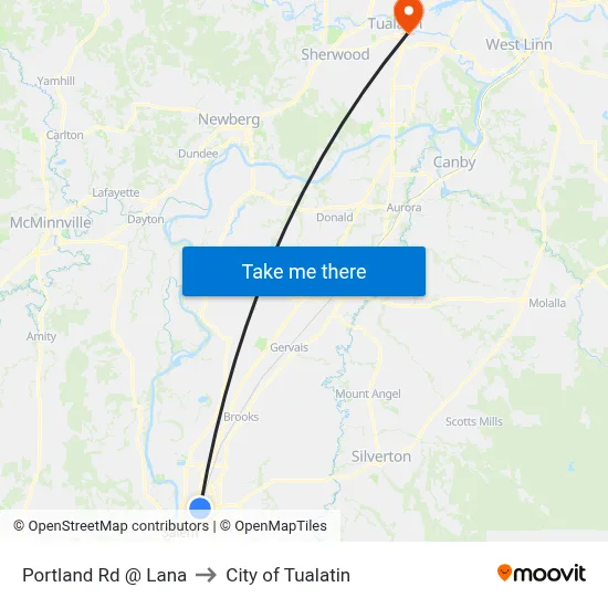 Portland Rd @ Lana to City of Tualatin map