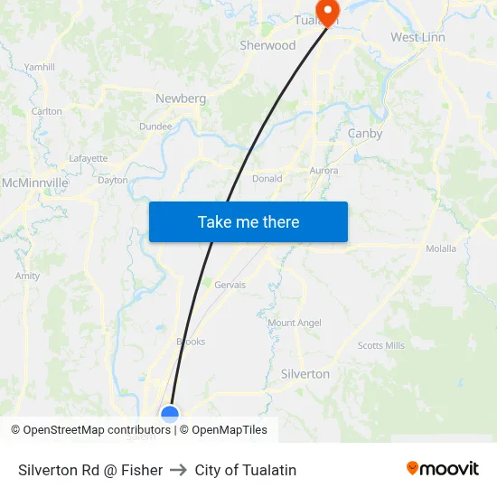 Silverton Rd @ Fisher to City of Tualatin map