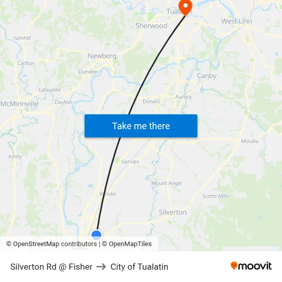 Silverton Rd @ Fisher to City of Tualatin map