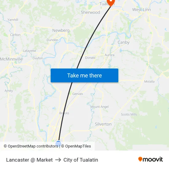 Lancaster @ Market to City of Tualatin map