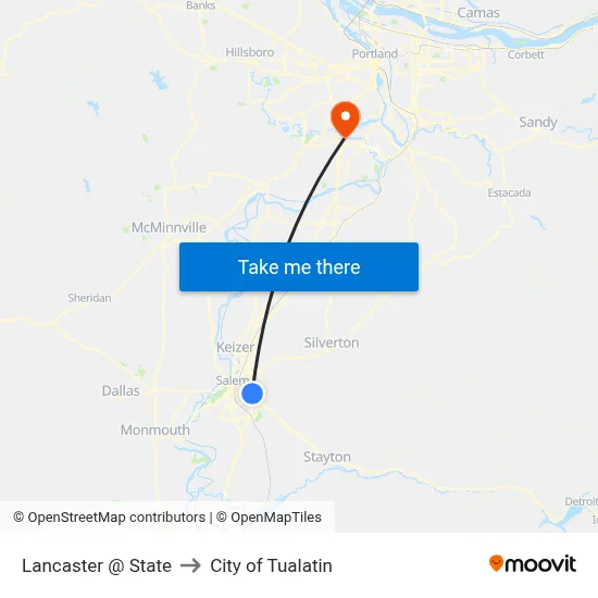 Lancaster @ State to City of Tualatin map