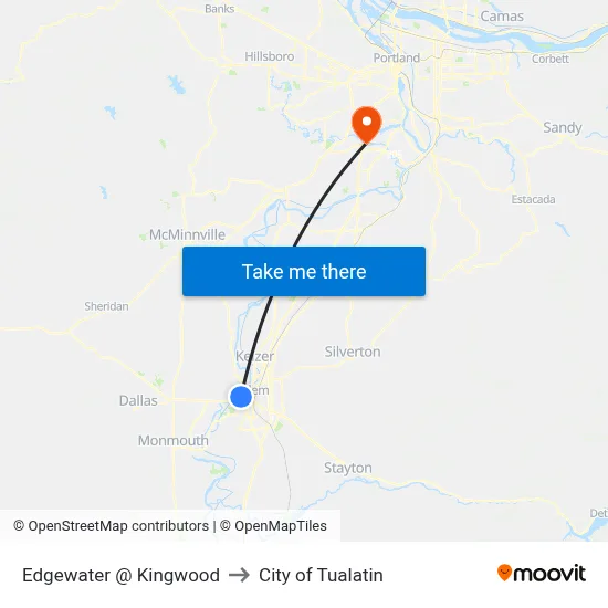 Edgewater @ Kingwood to City of Tualatin map