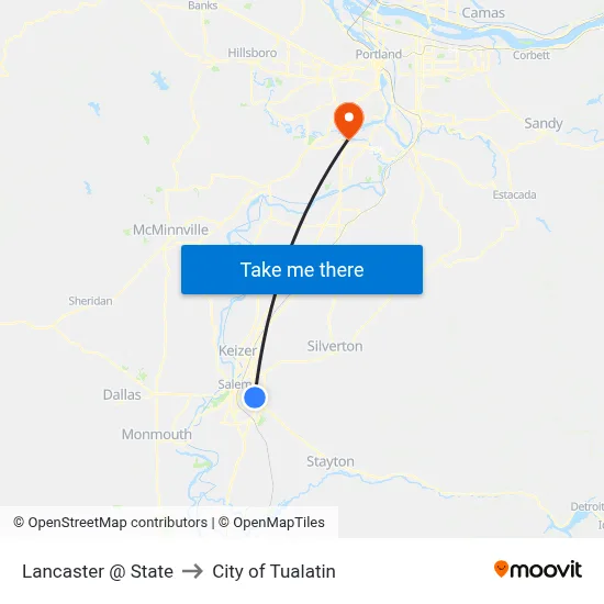 Lancaster @ State to City of Tualatin map