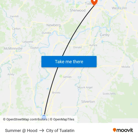 Summer @ Hood to City of Tualatin map