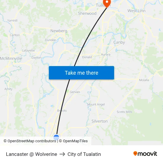 Lancaster @ Wolverine to City of Tualatin map