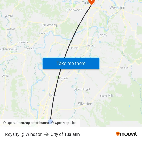 Royalty @ Windsor to City of Tualatin map