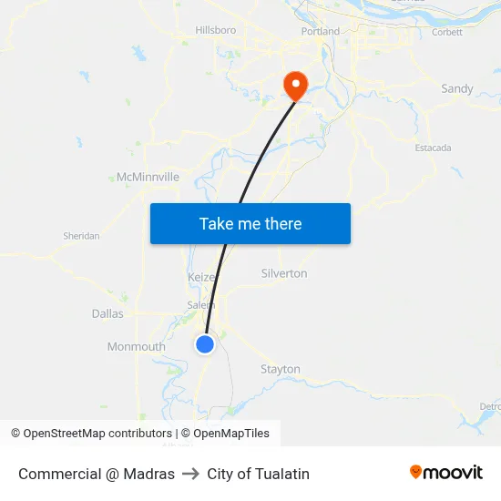 Commercial @ Madras to City of Tualatin map