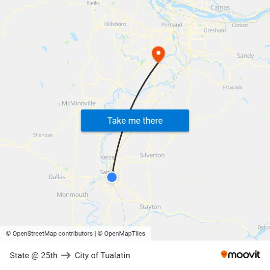 State @ 25th to City of Tualatin map