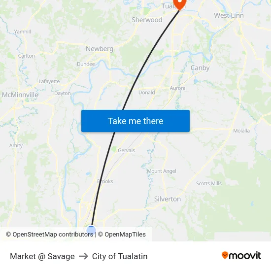 Market @ Savage to City of Tualatin map