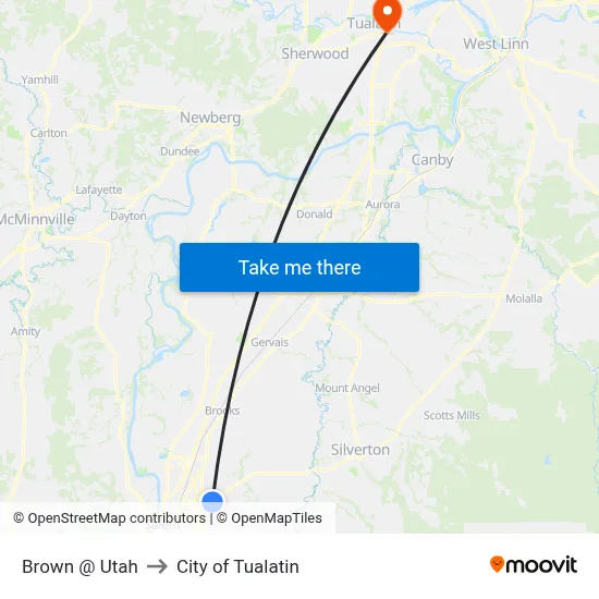 Brown @ Utah to City of Tualatin map