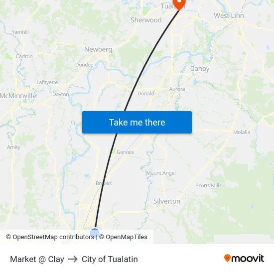 Market @ Clay to City of Tualatin map