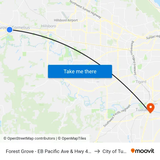 Forest Grove - EB Pacific Ave & Hwy 47 (Tm 4306) to City of Tualatin map