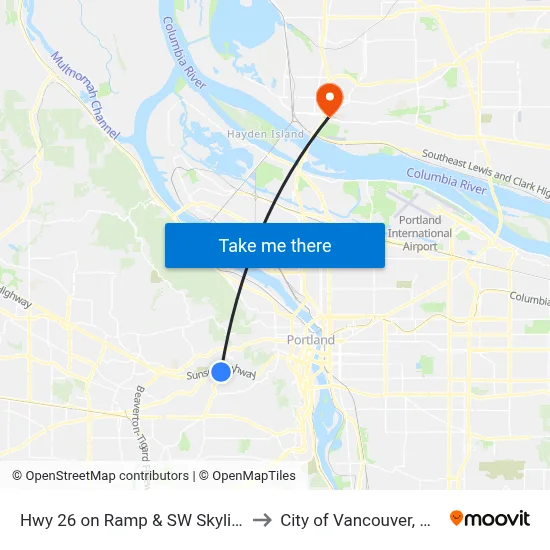 Hwy 26 on Ramp & SW Skyline to City of Vancouver, WA map