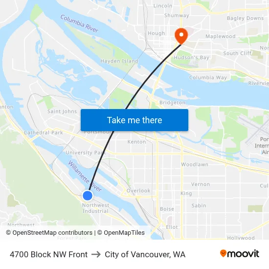 4700 Block NW Front to City of Vancouver, WA map