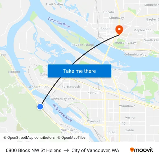 6800 Block NW St Helens to City of Vancouver, WA map