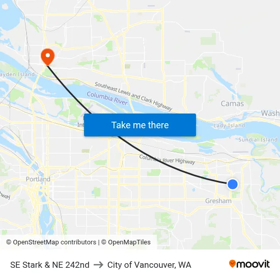 SE Stark & NE 242nd to City of Vancouver, WA map