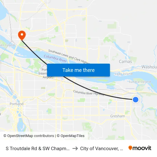 S Troutdale Rd & SW Chapman to City of Vancouver, WA map