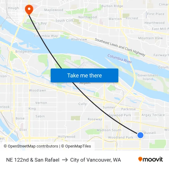 NE 122nd & San Rafael to City of Vancouver, WA map