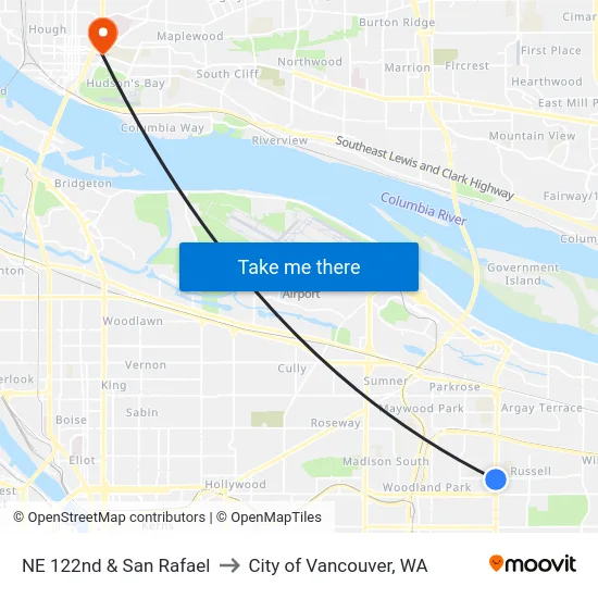 NE 122nd & San Rafael to City of Vancouver, WA map
